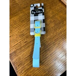 Silicon Dog Collar Medium (12-18’)  With Metal Buckle By Woof Color: Blue/Yellow